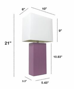 Lalia Home Table Lamp with Leather Base - Purple
