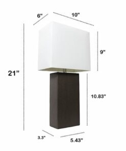 Lalia Home Table Lamp with Leather Base - Espresso Brown