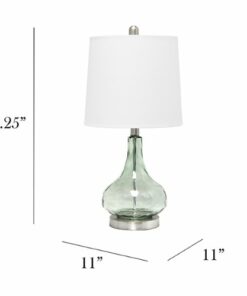 Lalia Home Table Lamp with Rippled Colored Glass - Clear sage