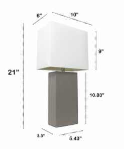 Lalia Home Table Lamp with Leather Base - Gray