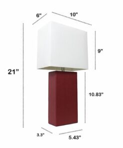Lalia Home Table Lamp with Leather Base - Red