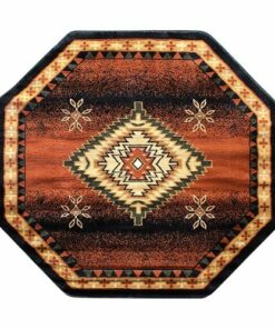 Flash Furniture - Mirage Collection Indoor Southwestern Themed 5x5 Round Area Rug for Multiple Flooring Types - Black