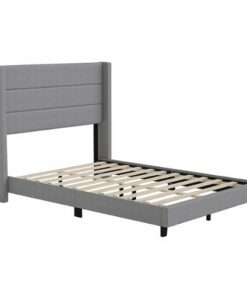 Flash Furniture - Hollis Full Size Upholstered Platform Bed with Wingback Headboard - Gray