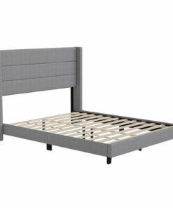 Flash Furniture - Hollis Queen Size Upholstered Platform Bed with Wingback Headboard - Gray