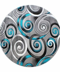 Flash Furniture - Masie Collection Modern Spiral Patterned 6' x 6' Round Olefin Indoor Area Rug - Turquoise
