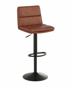 Flash Furniture - Hughes Modern Leather/Faux Leather Adjustable Height Barstool (Set of 2) - Cognac/Black