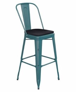 Flash Furniture - Carly All-Weather Bar Height Stool with Poly Resin Seat - Kelly-Blue Teal/Black - Kelly Blue-Teal/Black
