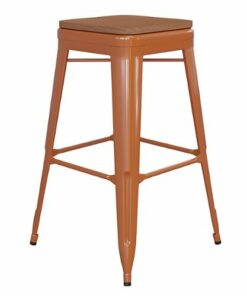 Flash Furniture - Kai Indoor/Outdoor Backless Bar Stool with Poly Seat - Orange/Teak