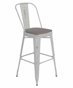 Flash Furniture - Carly All-Weather Bar Height Stool with Poly Resin Seat - White/Gray