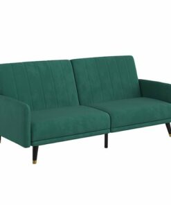 Flash Furniture - Convertible Split Back Futon Sofa Sleeper with Wooden Legs - Emerald