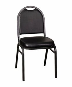 Flash Furniture - Commercial Dome Back Stacking Banquet Chair with Metal Frame - Black Vinyl/Silver Vein Frame
