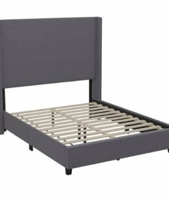 Flash Furniture - Quinn Full Size Upholstered Platform Bed with Channel Stitched Headboard - Gray