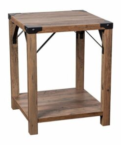 Flash Furniture - 2-Tier Side Table with Metal Side Braces and Corner Caps - Rustic Oak