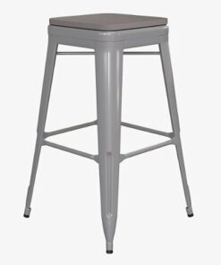 Flash Furniture - Cierra Industrial Resin Backless Bar Stool (Set of 4) - Silver/Gray