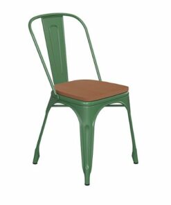 Flash Furniture - All-Weather Commercial Stack Chair & Poly Resin Seat - Green/Teak