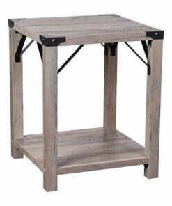 Flash Furniture - 2-Tier Side Table with Metal Side Braces and Corner Caps - Gray Wash
