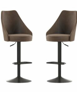 Flash Furniture - Chrishelle Modern Leather/Faux Leather Adjustable Height Pedestal Bar Stool (Set of 2) - Brown