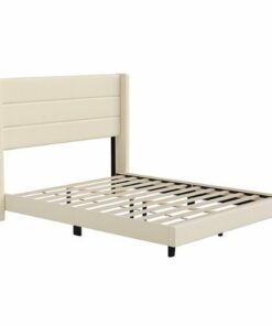 Flash Furniture - Hollis Queen Size Upholstered Platform Bed with Wingback Headboard - Beige