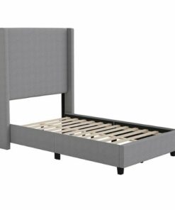 Flash Furniture - Quinn Twin Size Upholstered Platform Bed with Channel Stitched Headboard - Gray