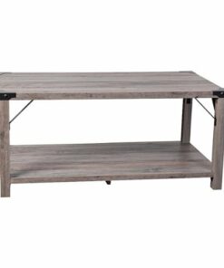 Flash Furniture - 2-Tier Coffee Table with Metal Side Braces and Corner Caps - Gray Wash