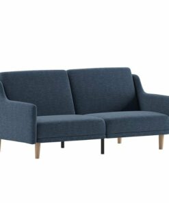 Flash Furniture - Split Back Futon Sofa with Curved Arms and Solid Wood Legs - Navy