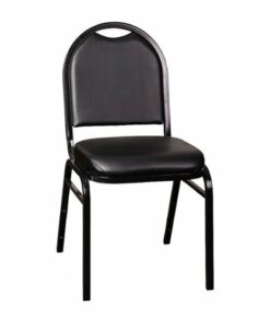 Flash Furniture - Commercial Dome Back Stacking Banquet Chair with Metal Frame - Black Vinyl/Black Frame