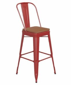 Flash Furniture - Kai All-Weather Commercial Bar Stool with Removable Back/Poly Seat - Red/Teak