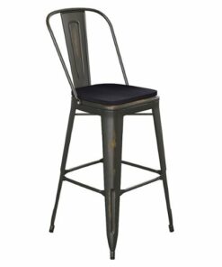 Flash Furniture - Carly All-Weather Bar Height Stool with Poly Resin Seat - Copper/Black