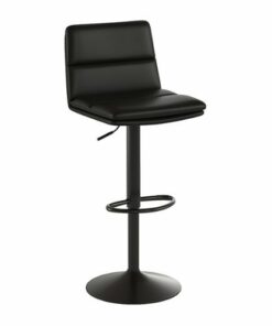 Flash Furniture - Hughes Modern Leather/Faux Leather Adjustable Height Barstool (Set of 2) - Black/Black