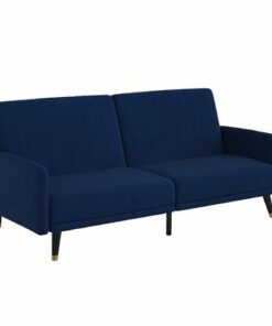Flash Furniture - Convertible Split Back Futon Sofa Sleeper with Wooden Legs - Navy 0