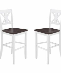 Flash Furniture - Gwendolyn Rustic Wood Bar Height Stool (Set of 2) - White Wash
