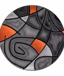 Flash Furniture - Jubilee Collection Abstract Style Round Accent Area Rug 7' x 7' - Orange