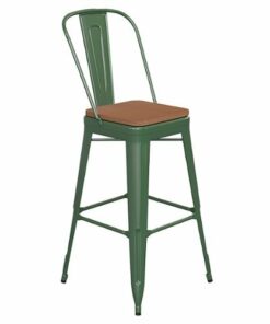 Flash Furniture - Kai All-Weather Commercial Bar Stool with Removable Back/Poly Seat - Green/Teak