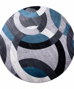 Flash Furniture - Harken Collection Modern Round Geometric Design Area Rug 8' x 8' - Blue