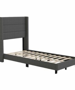 Flash Furniture - Hollis Twin Size Upholstered Platform Bed with Wingback Headboard - Charcoal