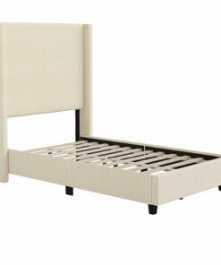 Flash Furniture - Quinn Twin Size Upholstered Platform Bed with Channel Stitched Headboard - Beige