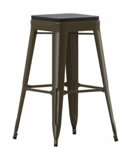 Flash Furniture - Cierra Industrial Resin Backless Bar Stool (Set of 4) - Gun Metal/Black