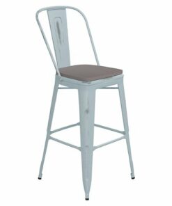 Flash Furniture - Carly All-Weather Bar Height Stool with Poly Resin Seat - Green-Blue/Gray