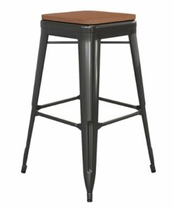 Flash Furniture - Kai Indoor/Outdoor Backless Bar Stool with Poly Seat - Black/Teak