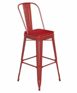 Flash Furniture - Kai All-Weather Commercial Bar Stool with Removable Back/Poly Seat - Red/Red