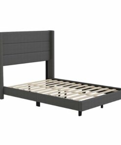 Flash Furniture - Hollis Full Size Upholstered Platform Bed with Wingback Headboard - Charcoal
