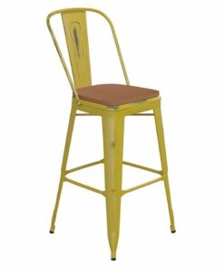 Flash Furniture - Carly All-Weather Bar Height Stool with Poly Resin Seat - Yellow/Teak