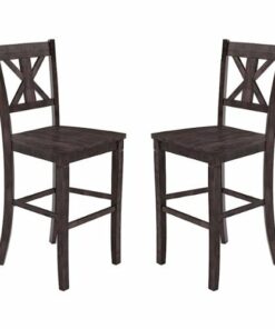 Flash Furniture - Gwendolyn Rustic Wood Bar Height Stool (Set of 2) - Gray Wash Walnut
