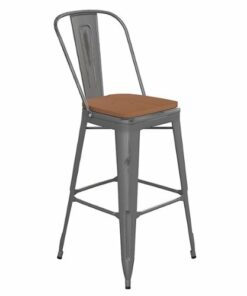 Flash Furniture - Lincoln Contemporary Resin Bar Height Stool - Clear Coated/Teak