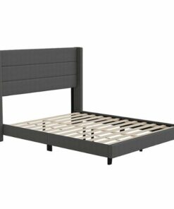 Flash Furniture - Hollis Queen Size Upholstered Platform Bed with Wingback Headboard - Charcoal