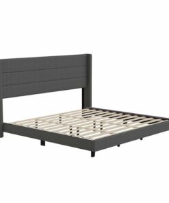 Flash Furniture - Hollis King Size Upholstered Platform Bed with Wingback Headboard - Charcoal