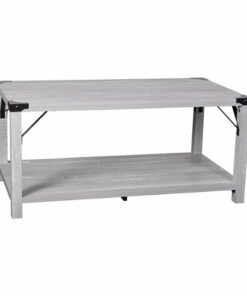 Flash Furniture - 2-Tier Coffee Table with Metal Side Braces and Corner Caps - Aspen Gray