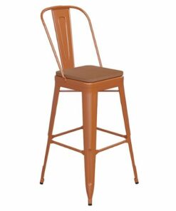 Flash Furniture - Kai All-Weather Commercial Bar Stool with Removable Back/Poly Seat - Orange/Teak
