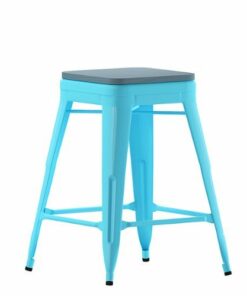 Flash Furniture - Cierra Industrial Resin Backless Counter Stool (Set of 4) - Teal/Teal-Blue
