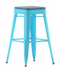 Flash Furniture - Cierra Industrial Resin Backless Bar Stool (Set of 4) - Teal/Teal-Blue